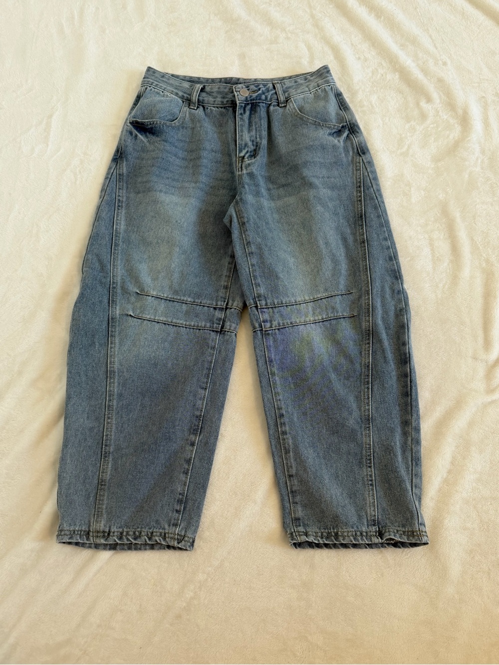Forever 21 Blue Cropped Barrel Jeans